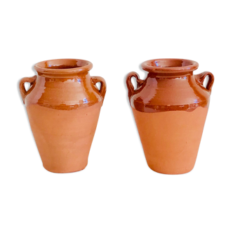 Pair of terracotta amphora vases