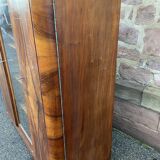 Mid-century art-deco library display case vintage 1950 burl walnut