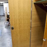 French wardrobe with tapered legs, 3 doors, 1 mirror (27*130), and 1 drawer.