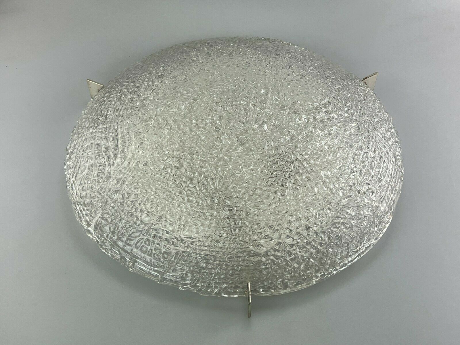 60s 70s Lamp Luminaire Plafoniere Flush Mount Ice Glass Kaiser Leuchten