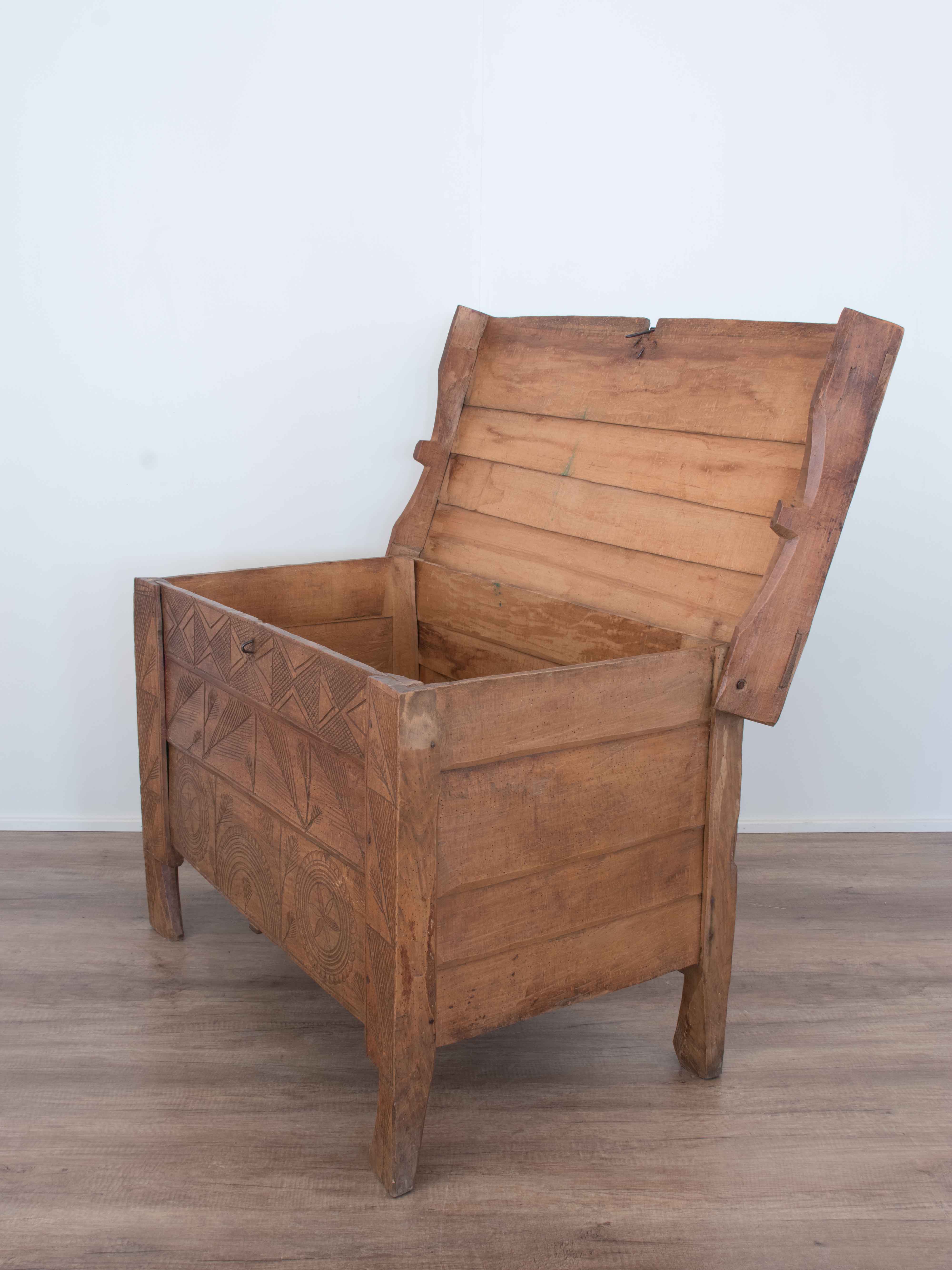 Antique Hand-Crafted Beech Trunk