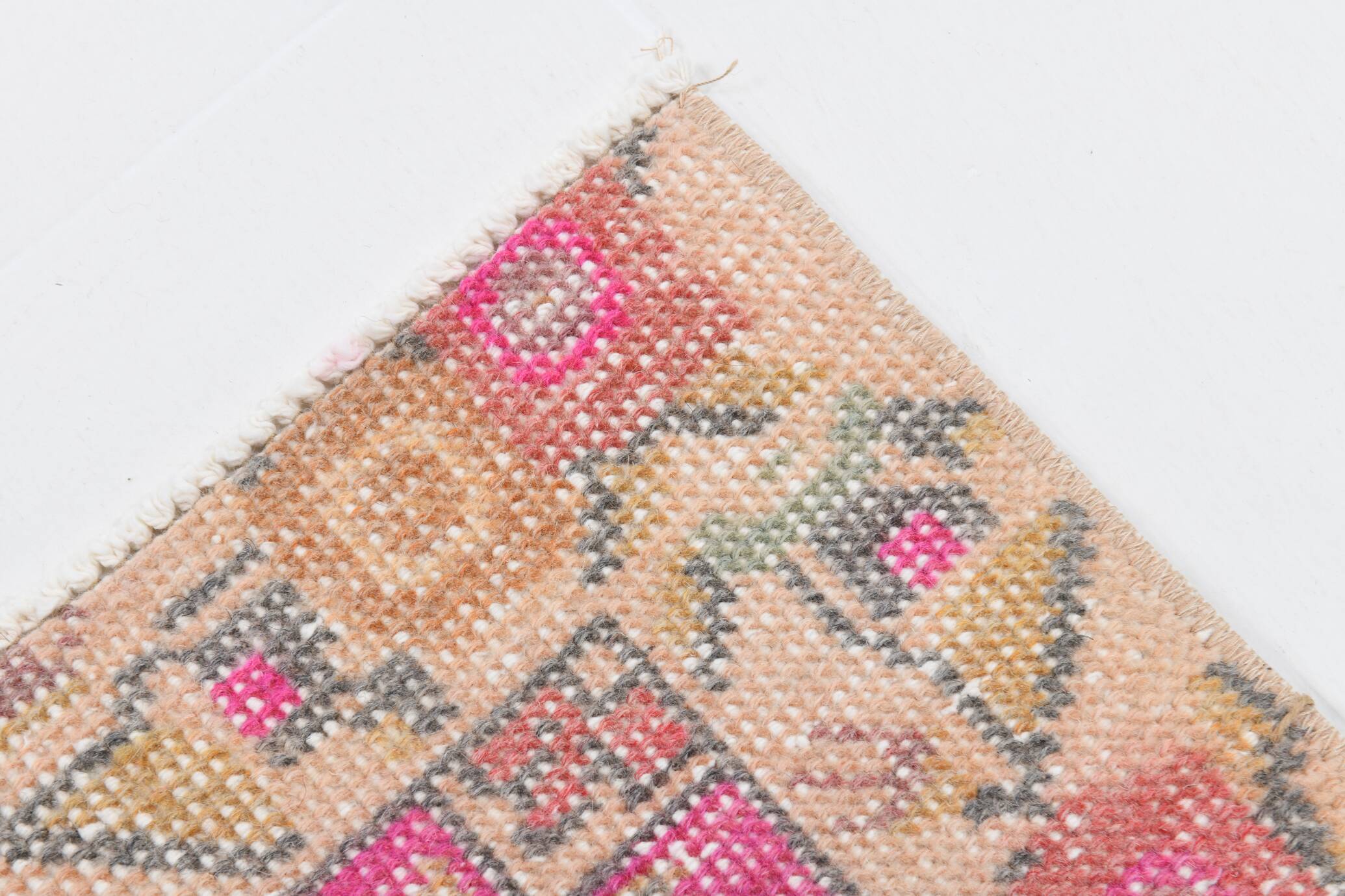 4x7 Vintage Small Size Area Faded Coral Red Turkish Vintage Rug, 127x223 Cm