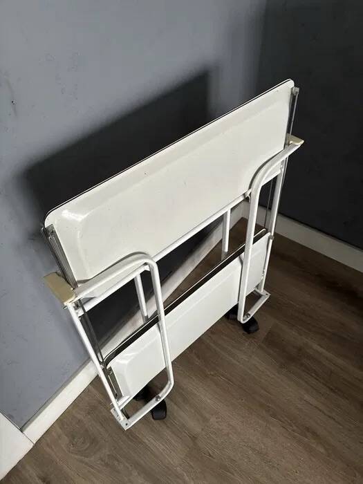 Folding Mobile Bar Cart / Serving Trolley — White, 1970s