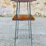 Vintage teak side table with shelves and magazine rack