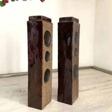 Retro ceramic vases, Jihokera, 1970s, set of 2