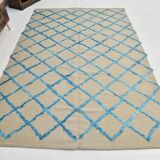 6x9 Beige & Blue Handmade Moroccan Rug, 185x282Cm SK 7339