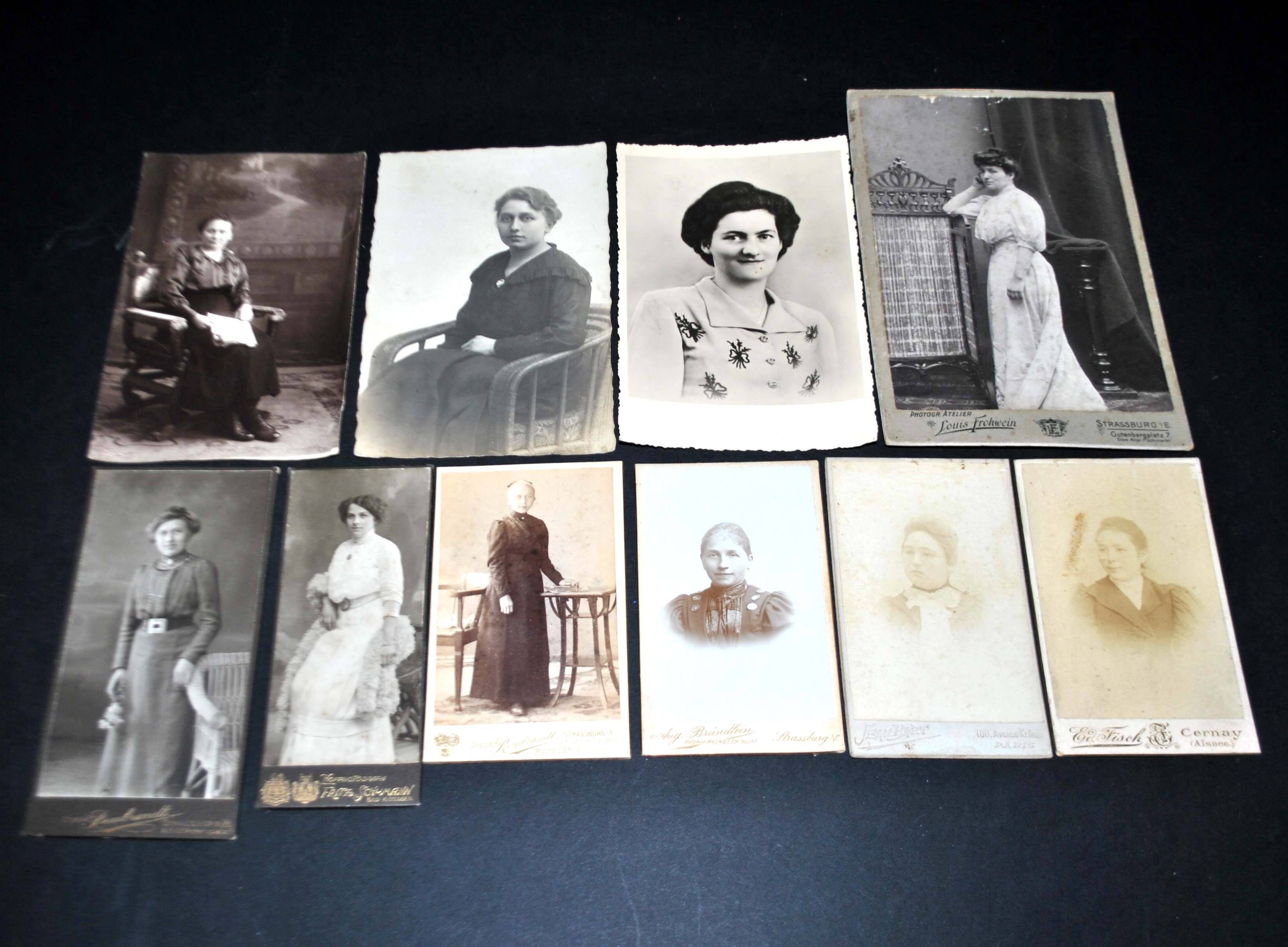 Lot of 10 old photos of women - 1920s to 1950s