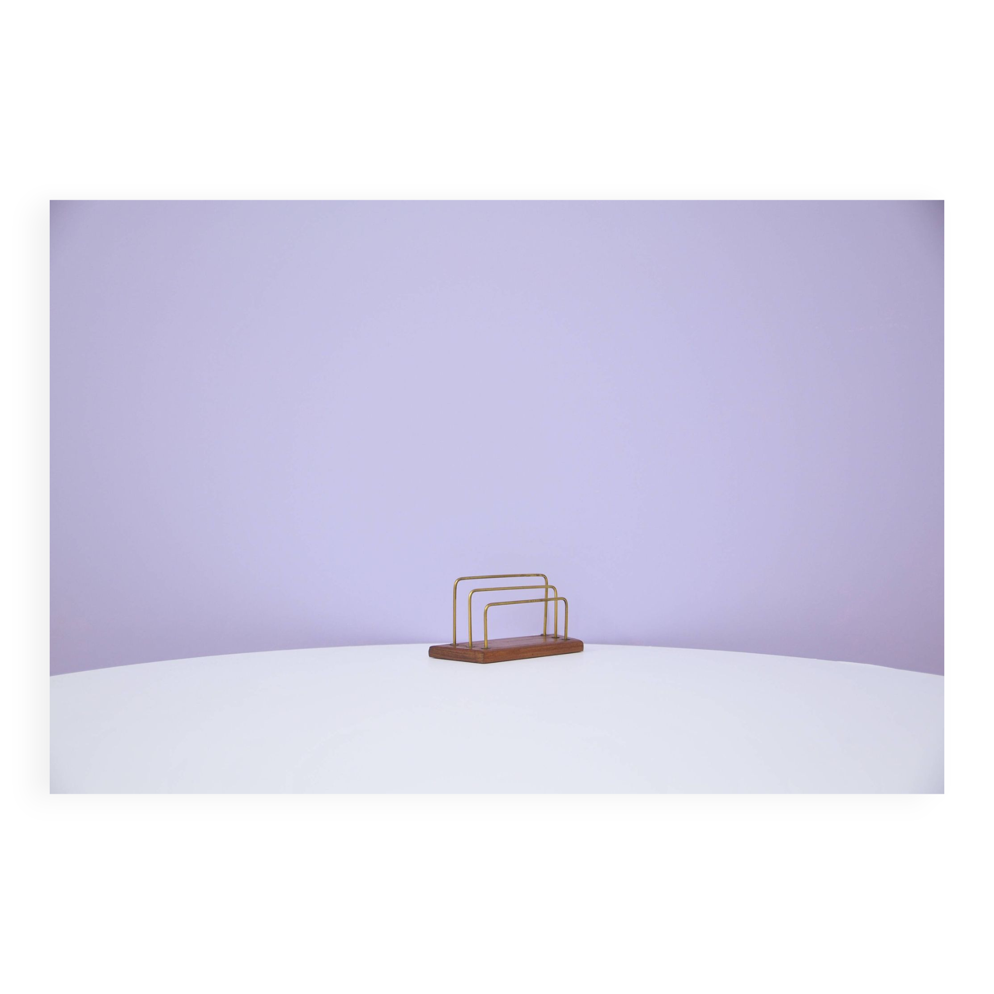 porte lettre vintage en teck 3 supports en laiton