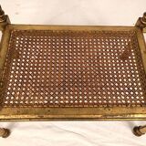 Louis XVI style pedestal table in gilded wood and marble top