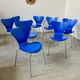 Lot 8 blue chairs series 7 design Arne Jacobsen for Fritz Hansen Denmark vintage