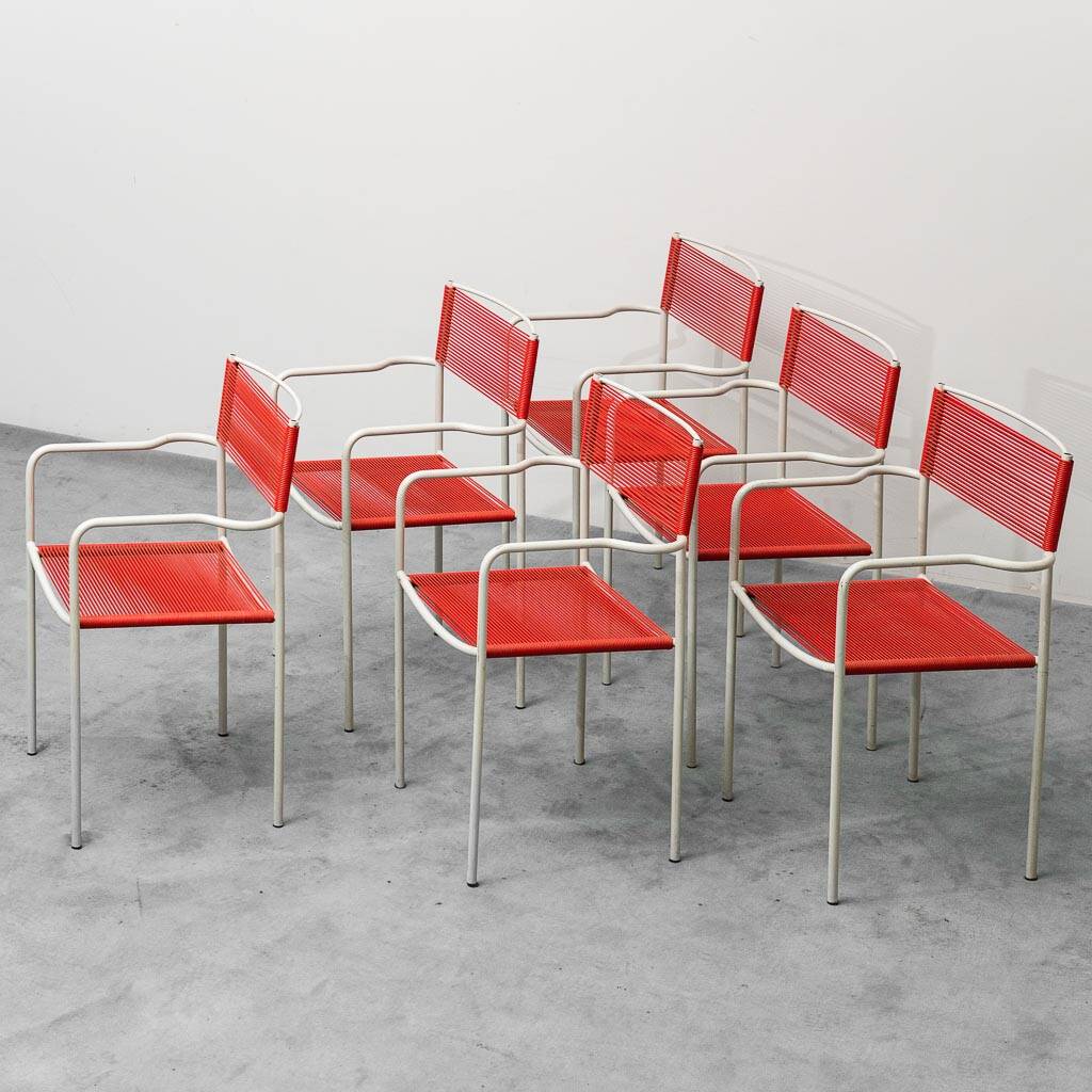 Set of 6 chairs mod. spaghetti giandomenico belotti for alias ​​80s vintage