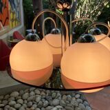 Italian chandelier in opaline and plexiglass 70's