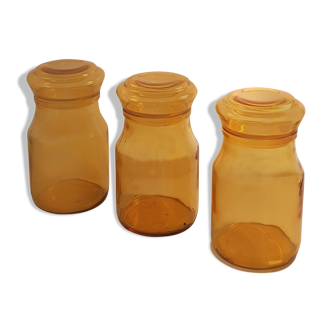 Maxwell glass jars Amber Brown