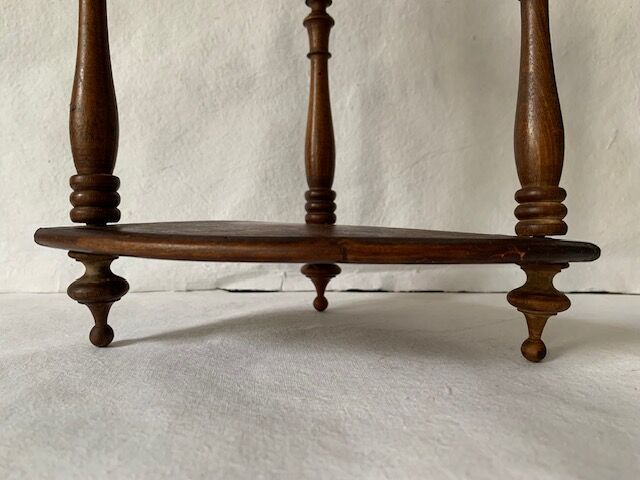 Small old corner shelf in turned wood, 19th century