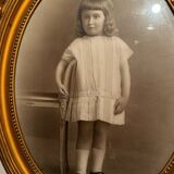 Photographie ancienne , jeune fille au ruban XIX siècle