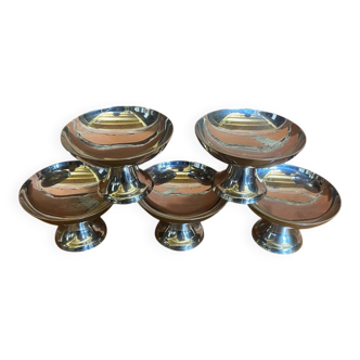 Série De 5 Coupes A Glace GUY DEGRENNE Inox Made in France Vintage #D1