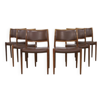 6x Dining Chair “model 80” in Leather by Niels Møller, 1960s