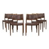 6x Chaise de salle à manger « modèle 80 » en cuir par Niels Møller, années 1960