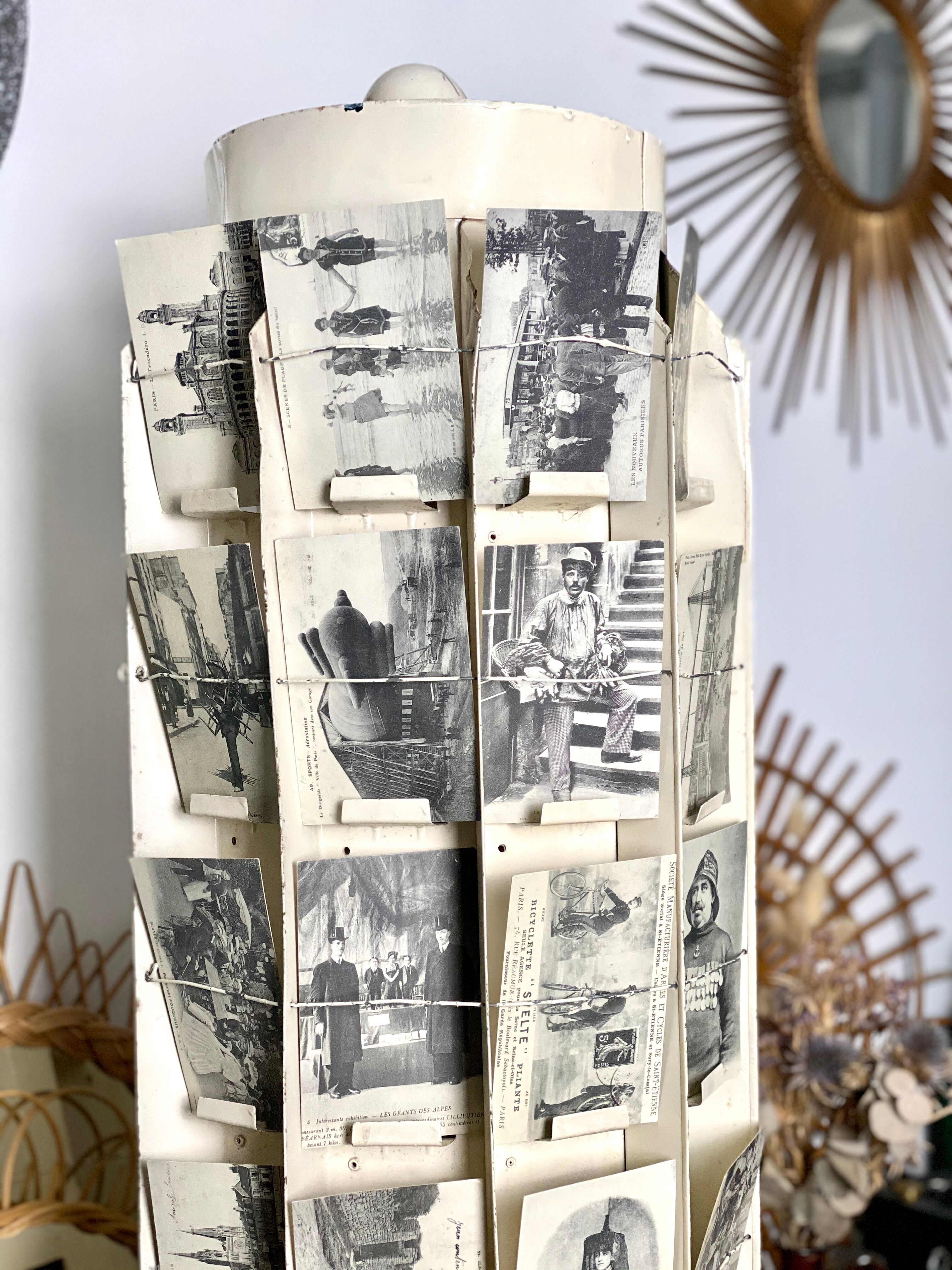 Old swirl display with seed bags