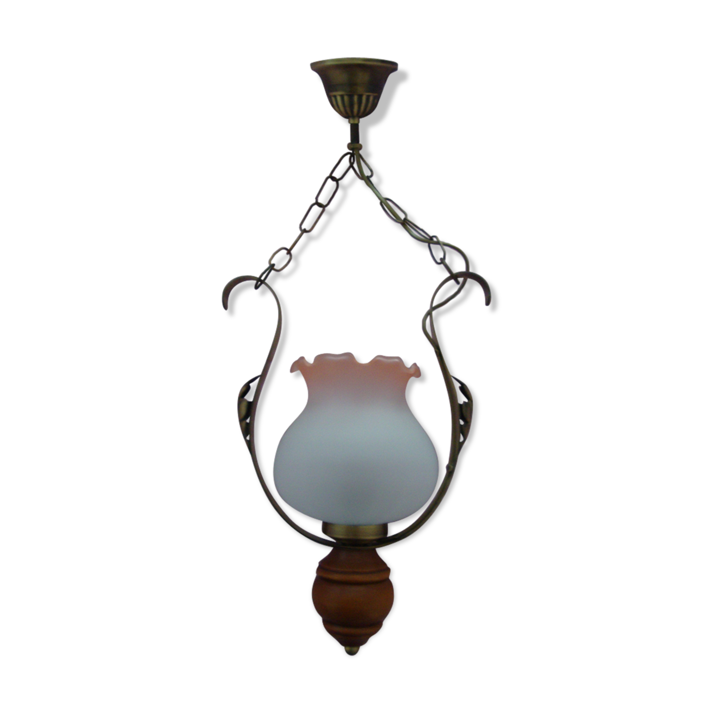 Ancient wood and glass chandelier