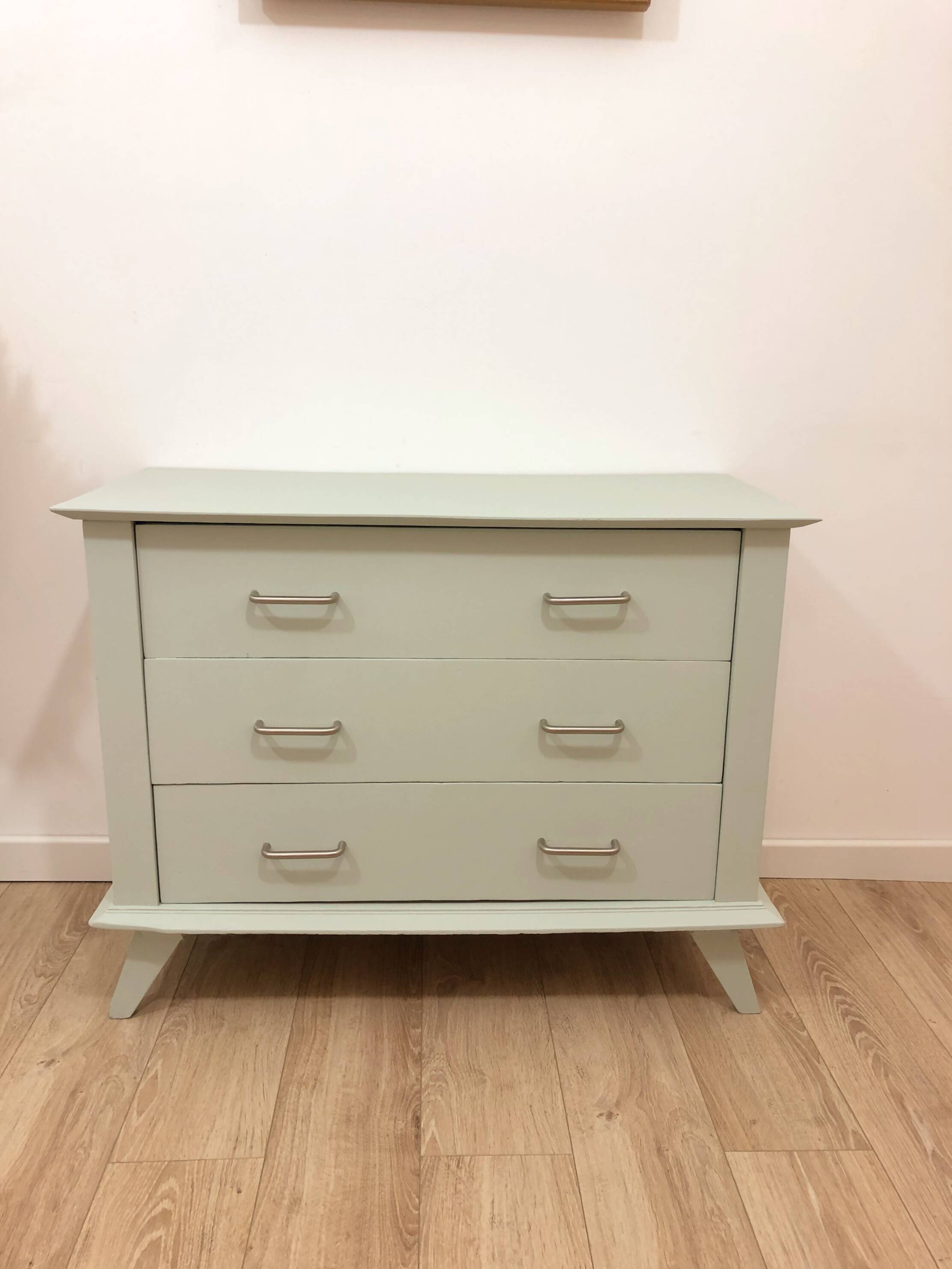 Commode des années 60, pieds compas, Douceur de l'Aube