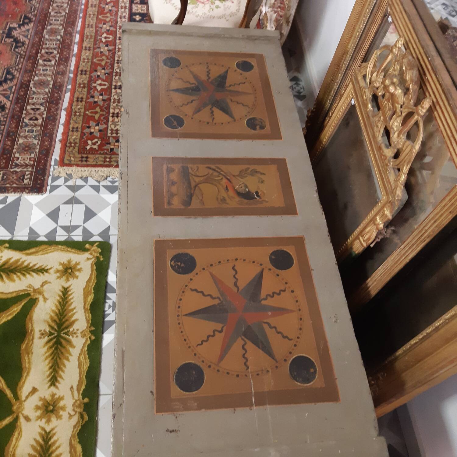 Grand coffre banquette peint 149X58