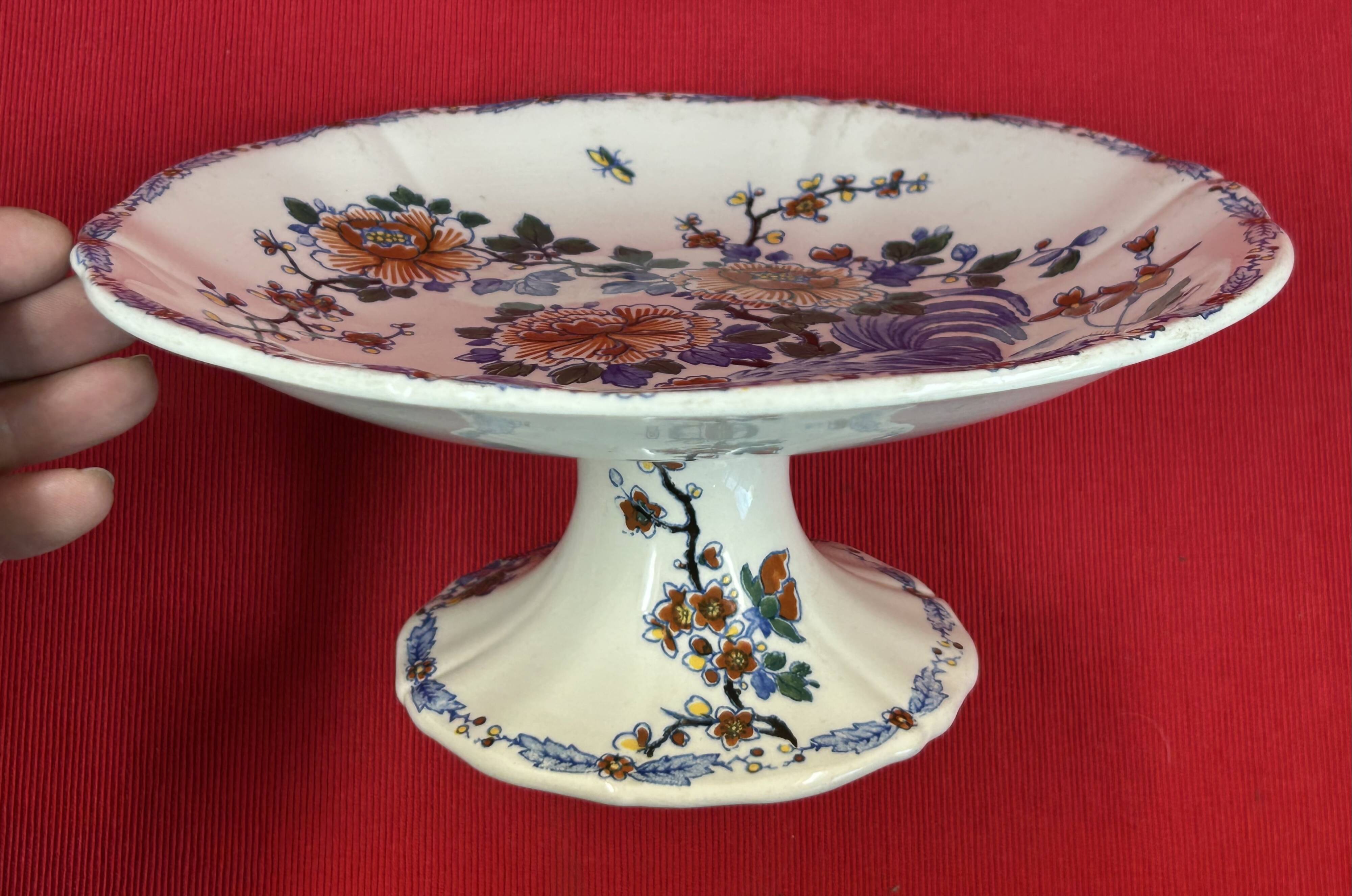 Gien compote dish with peony decoration 24 x 11 cm