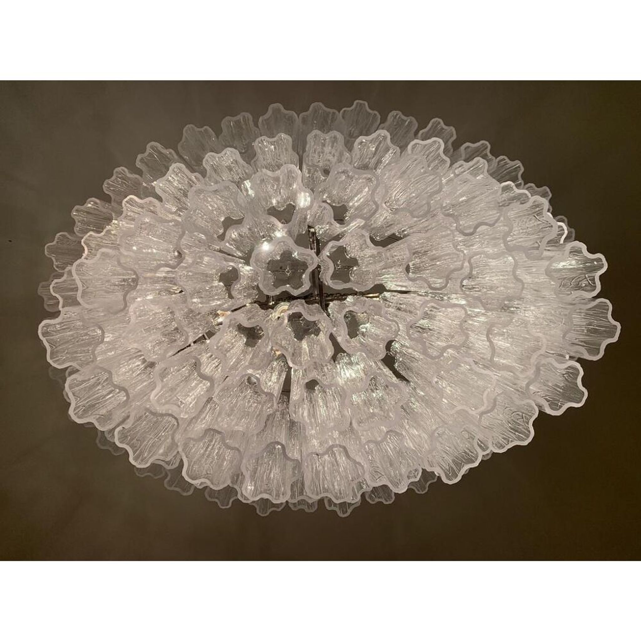 Oval transparent “tronchi” murano glass chandelier