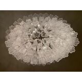 Lustre ovale en verre de murano transparent