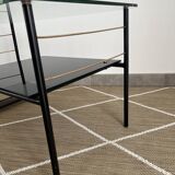 Roche Bobois metal and glass coffee table with magazine rack from the 50s