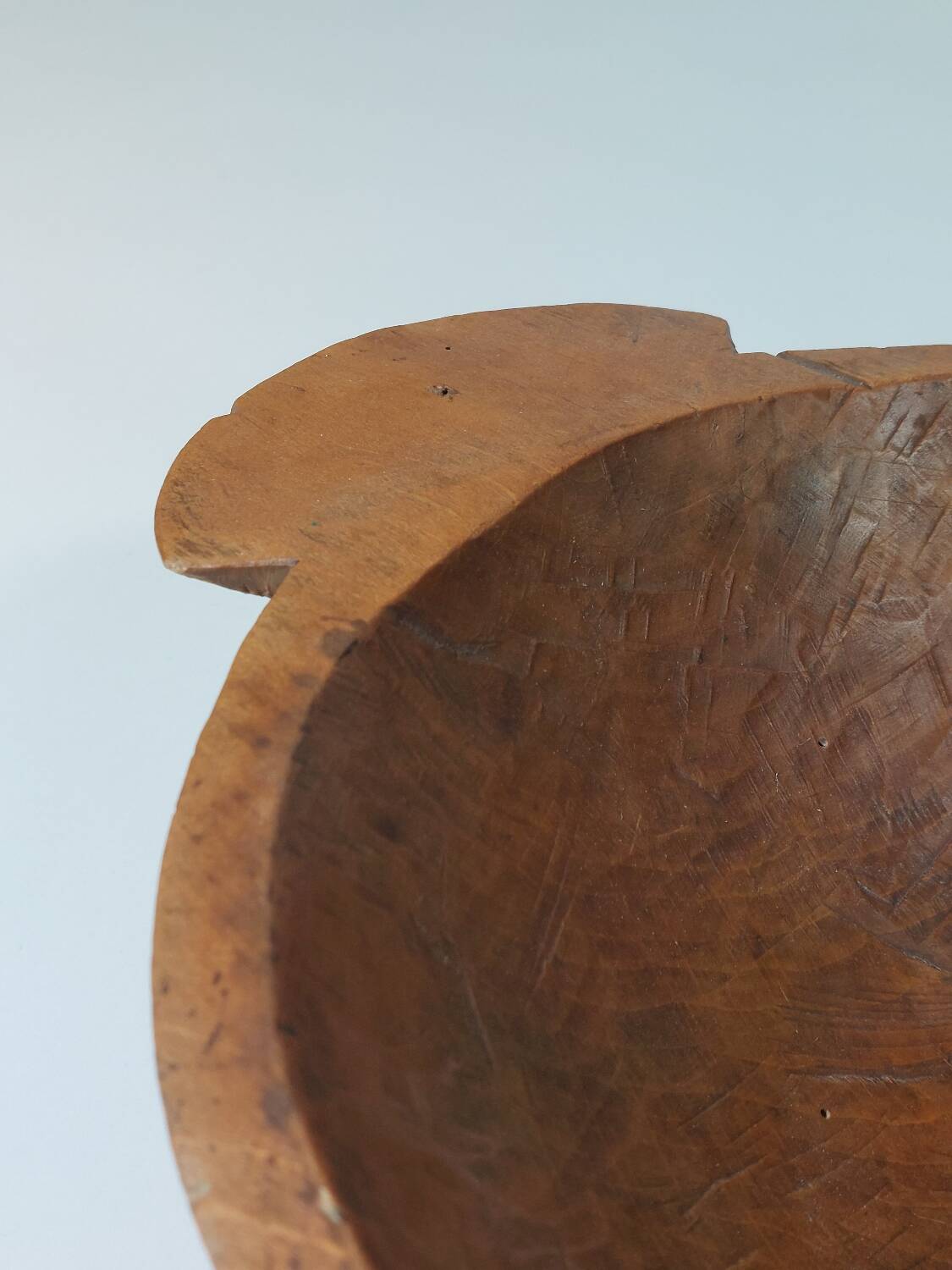 Vintage wooden fruit bowl hand-carved.