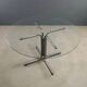 Vintage round table in chrome metal and glass, 1970s.