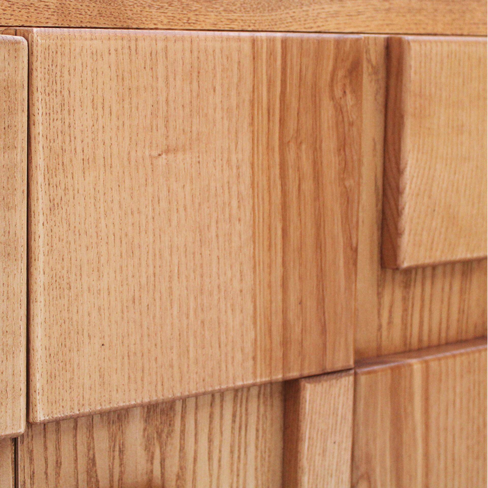 Brutalist Style Oak Handcarved Italian Large Sideboard