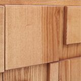 Brutalist Style Oak Handcarved Italian Large Sideboard