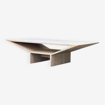 Travertine coffee table - 70s - brutalist and minimalist - Italy
