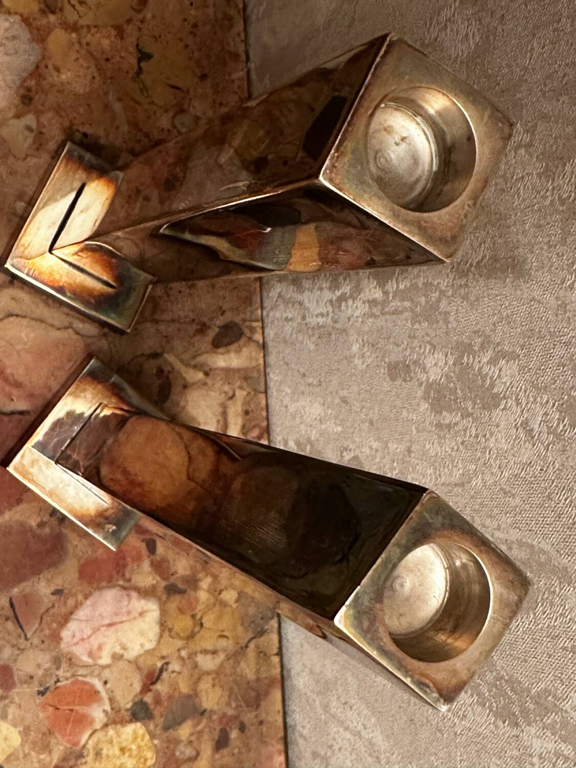 Pair of Silver-Plated Candle Holders H 29 cm - Modernist