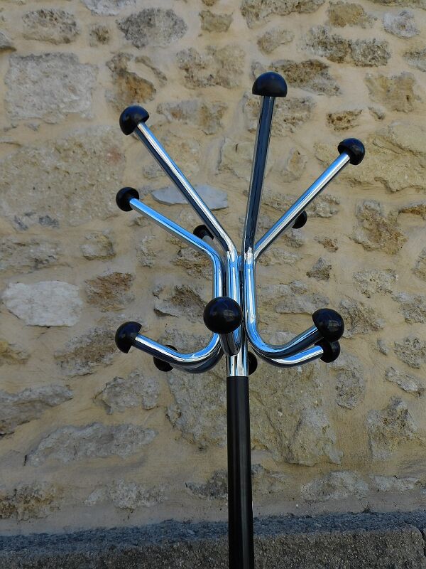 Standing coat rack in metal chrome 1950