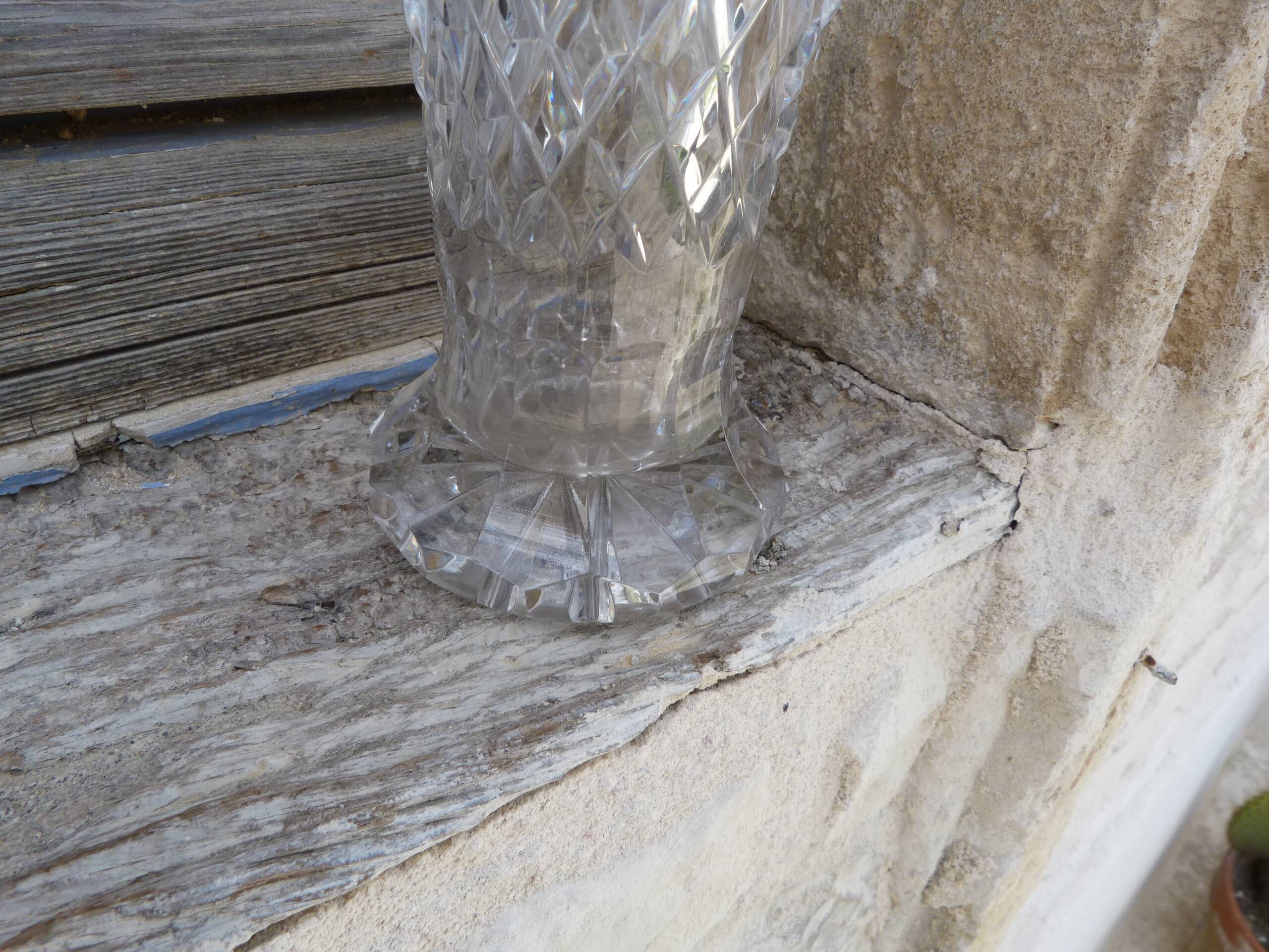 Flared cut crystal vase