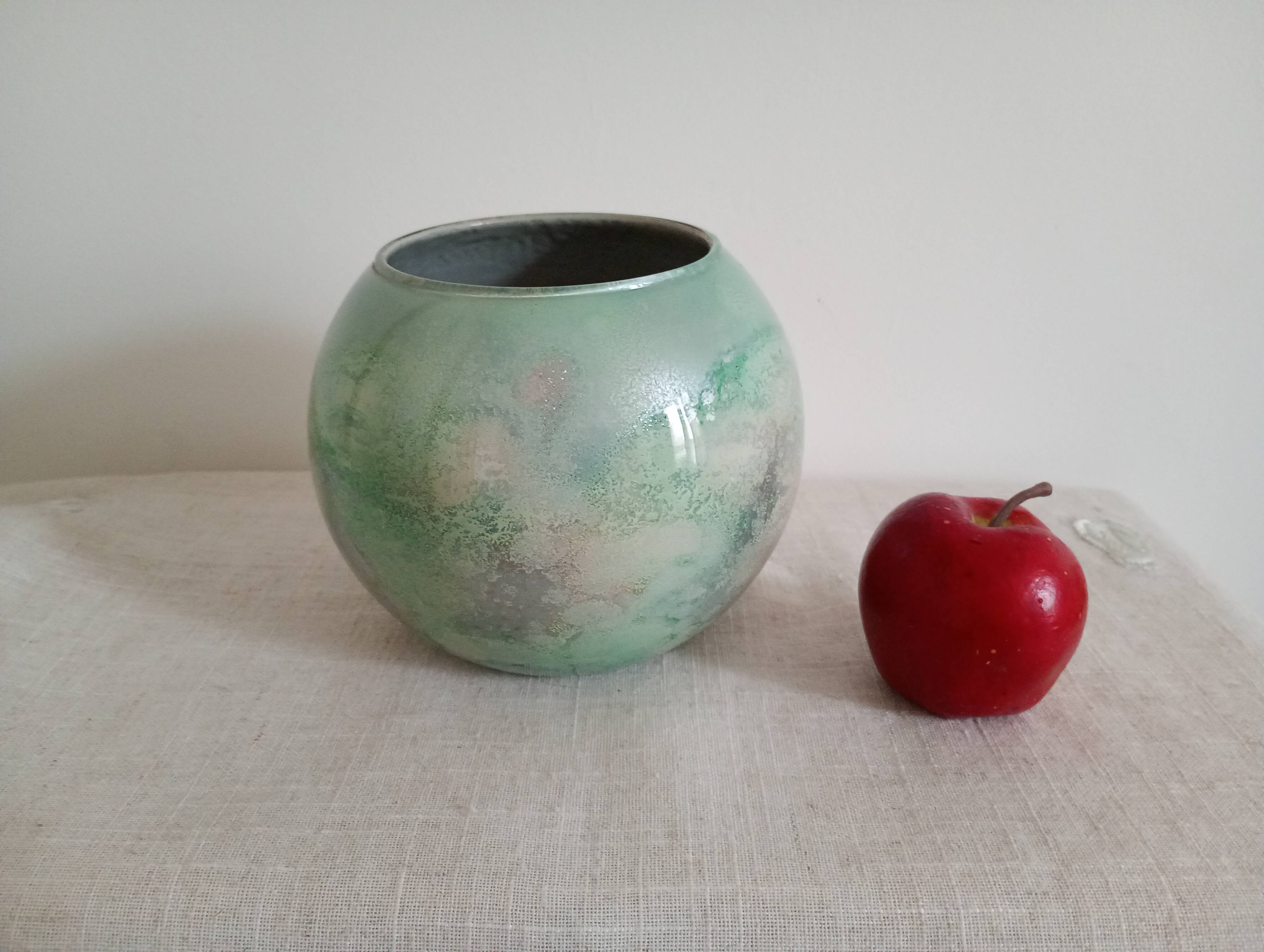 glossy glass round vase signed Jean Noel Bouillet