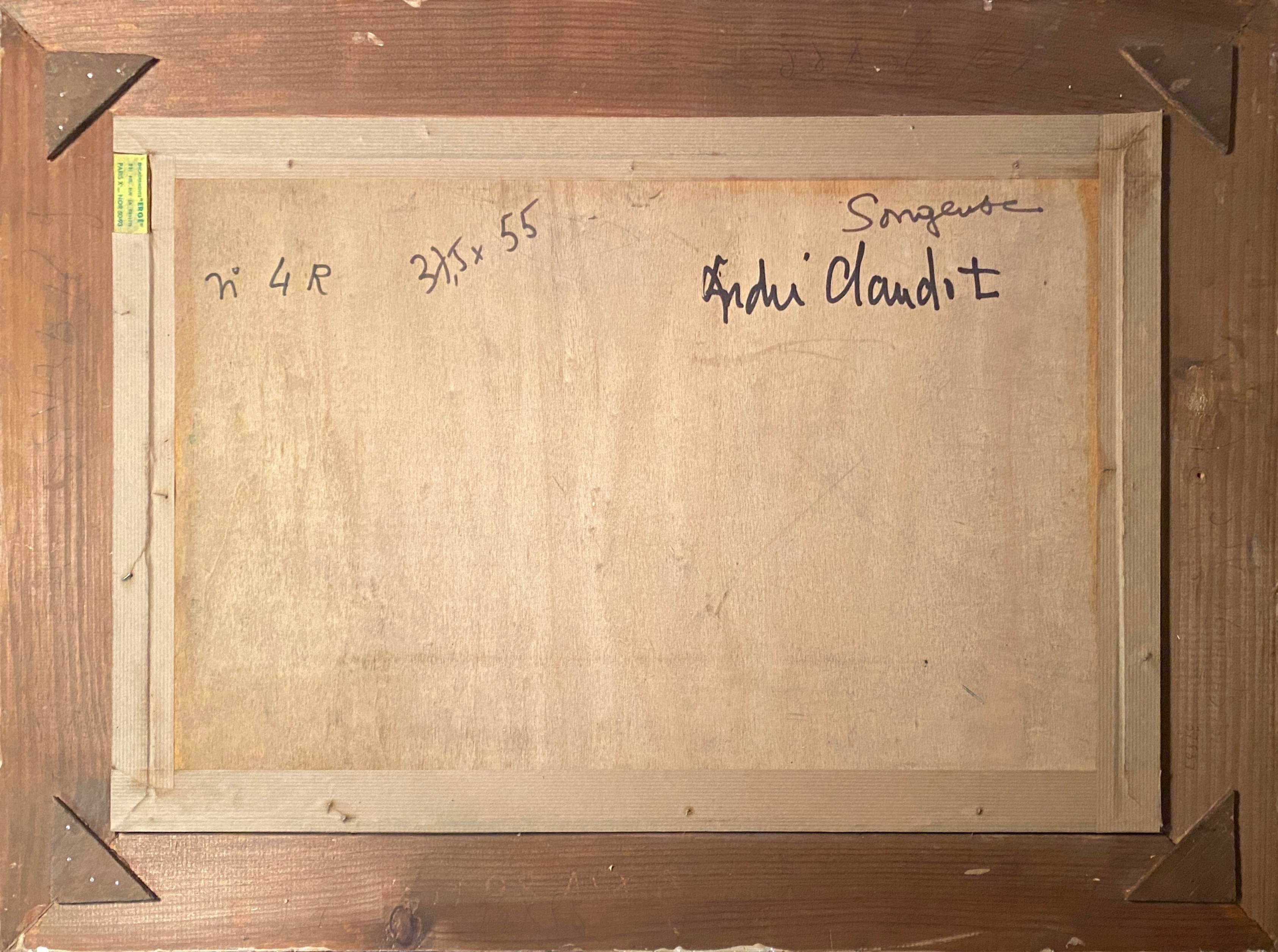 Tableau hsp "la songeuse" nue d'andré claudot (1892-1982) avec cadre