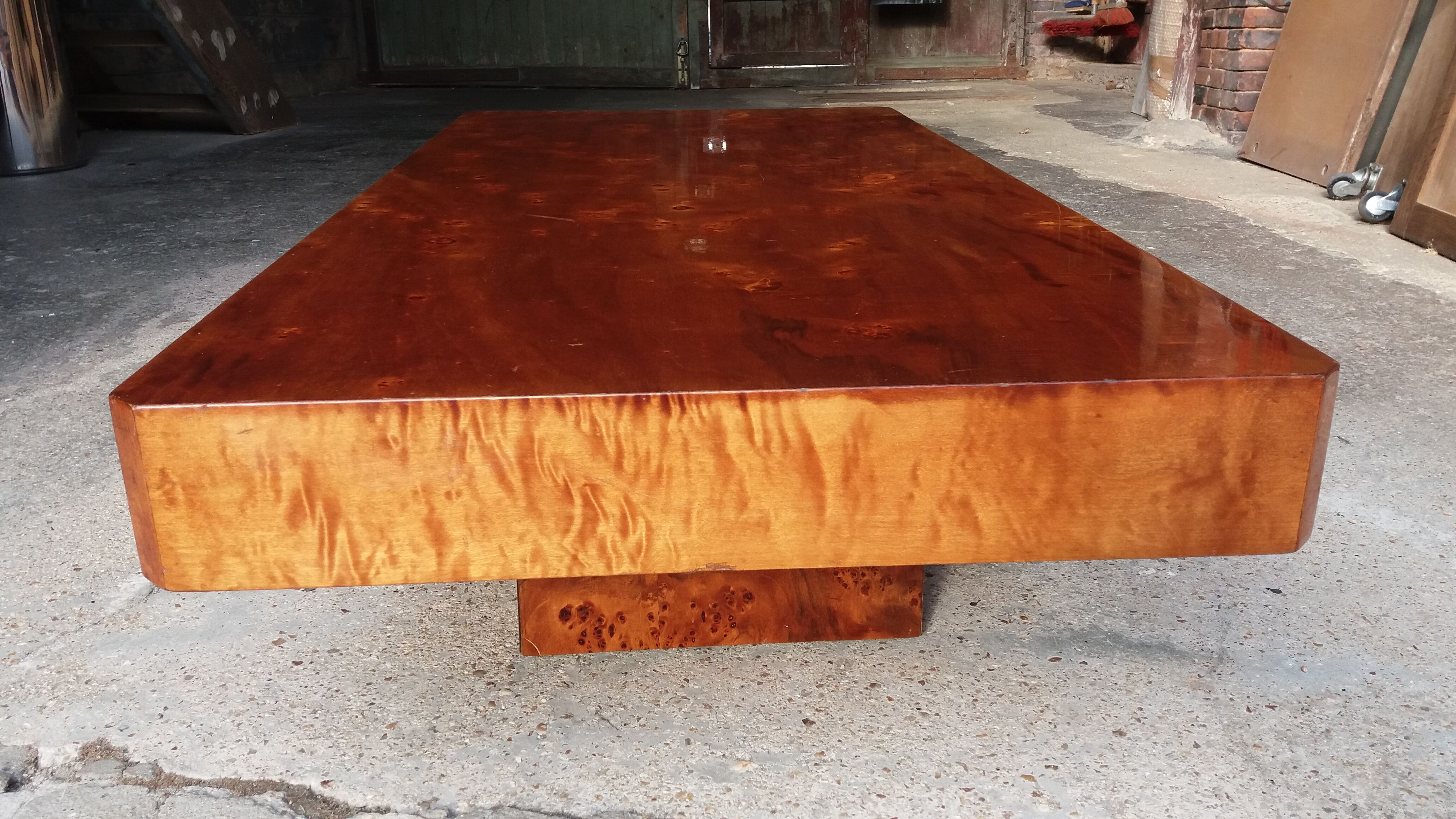 Coffee table in elm magnifying glass