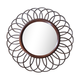 Vintage rattan sun mirror