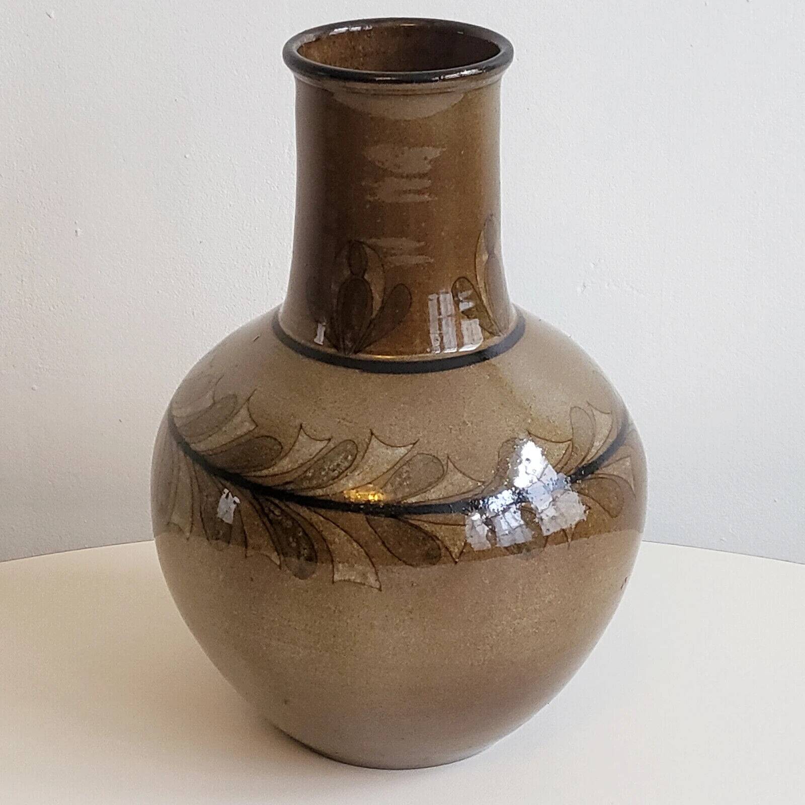 Vintage enameled stoneware vase 1960