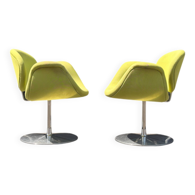Paire de fauteuils Little Tulip par Pierre Paulin pour Artifort en tissu vert