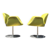 Paire de fauteuils Little Tulip par Pierre Paulin pour Artifort en tissu vert