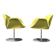 Pair of Little Tulip armchairs by Pierre Paulin for Artifort in green fabric.
