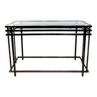 Smoked silver metal console from the 2000s.