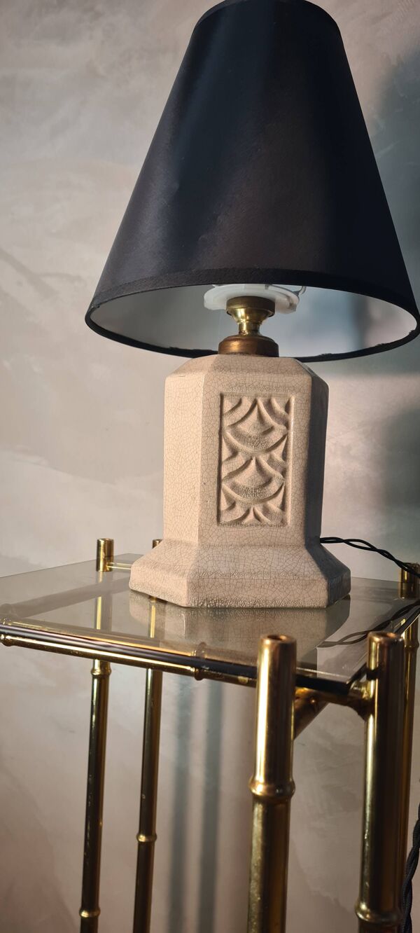 jolie lampe ceramique craquelé  1920 a 30   avec electricité  inter  backélite d origine sa fonction