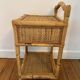 Antique rattan bedside table with vintage drawer