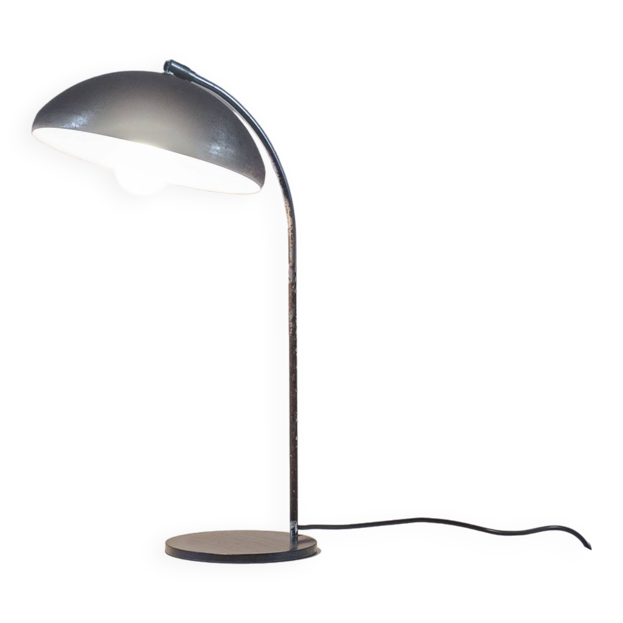 Vintage patinated aluminium and chrome desk lamp